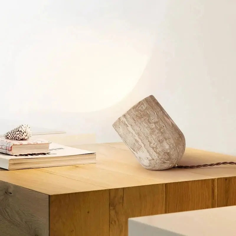 Modern Bedroom Travertine Floor Lamp Natural Yellow Cave Stone Table Lamp Indoor Decor Lighting Bedside Living Room Study E27