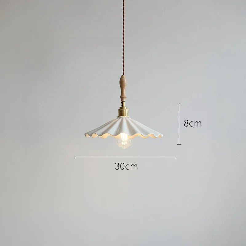 30cm White Ceramic LED Pendant Light - Modern Nordic & Japanese Style Hanging Ceiling Lamp Fixture for Bedroom, Dining Table & Living Room