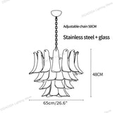 Modern Silver Branch Chandelier, Murano Horseshoe Glass Shade Lustre, Dimmable Pendant Lamp for Dining Room, Decor for Ceilings