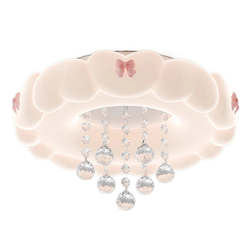 Children's Room Cloud Ceiling Light Pink Bow Crystal Cloud Lamp LED Cream Style Nursery Baby Room Boy Girl Bedroom Ceiling Lamps