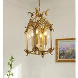 Luxury Copper Glass Corridor Aisle Restaurant Bar Shop Cylinder Solder Birdcage Chandelier Lamp D30cm H62cm Candle Hanging Light