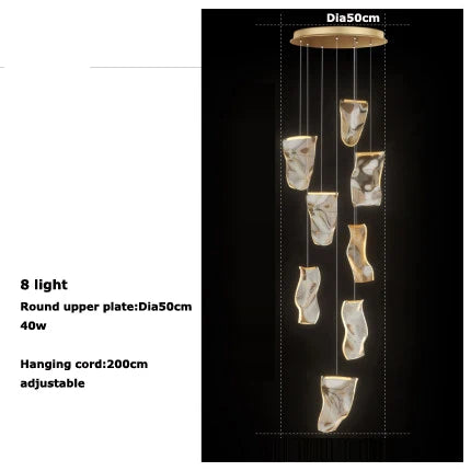 Luxury Hanging Acrylic Chandeliers for Bedroom Living Dining Room Office Hall Iron Paper Hanging Lamps Nordic Branch Chandeliers