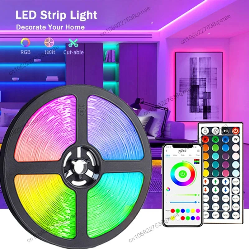 LED Strip Lights LED 1-5m 10m 15m 20m 30m Neon Lights Luces Led Color RGB TV Backlight LED Lights for Bedroom Decoration