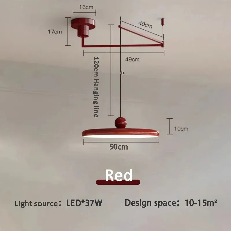 French Rocker arm Hanging Chandelier Light Fixture  Folding LED Colorful Pendant Lamp for Living Room Dining Room Bedroom