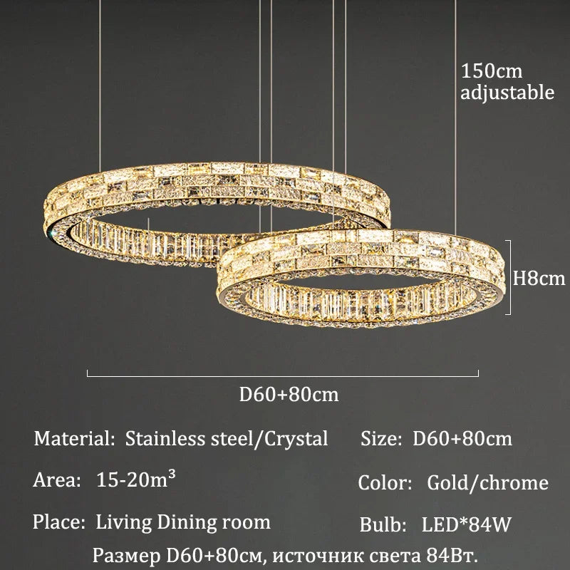 Nordic-style Luxurious Crystal Chandeliers, Led Lights, Pendant Ceiling Lamps, Suspended Chandeliers, Home Decorations, Lighting