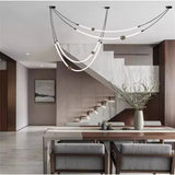 Modern Nordic Artistic Decorative Long Lines LED Pendant Light Hanging Lamps Exhibition Gallery Restaurant Lighting Fixture