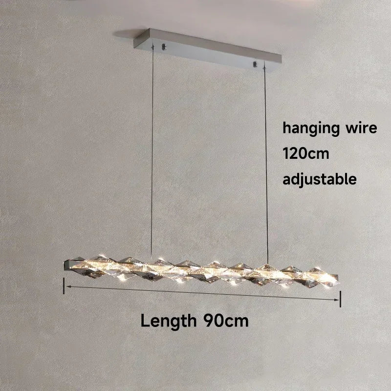 Chrome Modern Crystal Chandelier - Luxury LED Hanging Light for Living Room