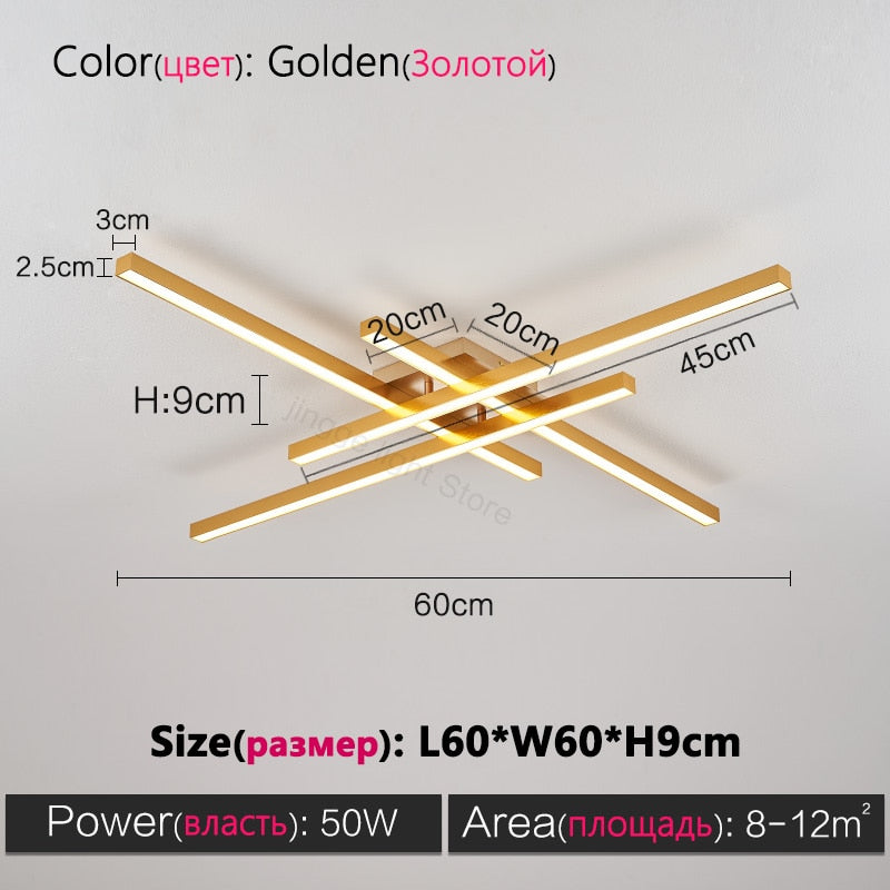 Black chandelier square bedroom lamps living room lamp led ceiling lamp Nordic minimalist creative led ceiling lamp strip lights