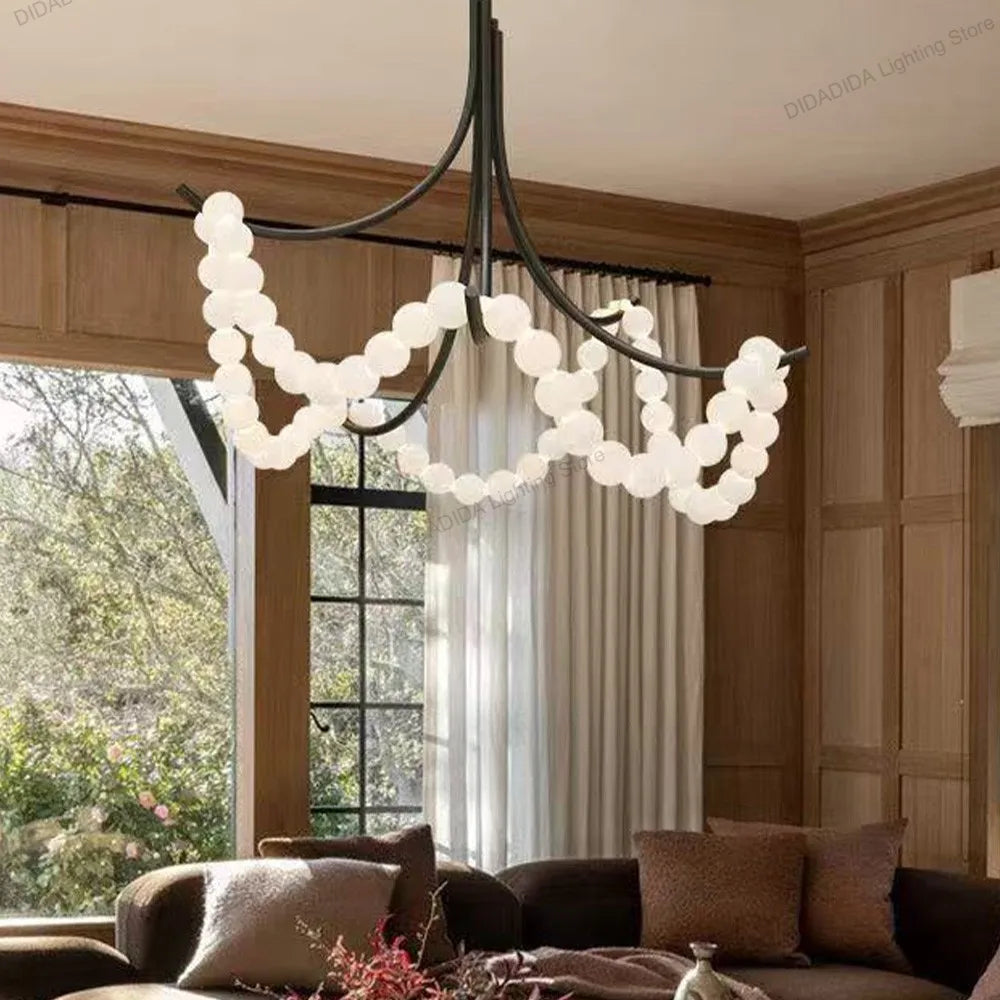2026 New Black Branch Chandelier, Spanish Natural Marble Lustre, Dimmable Pendant Lamp for Villa, Stylish Light for Ceilings