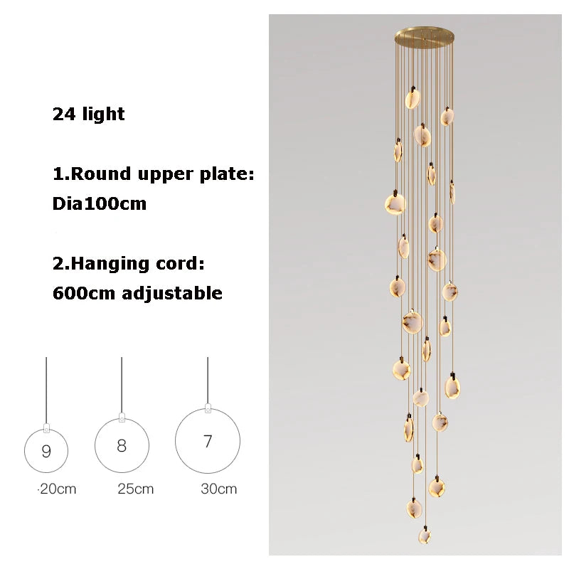 New Chinese LED Marble Gold Home Deco Designer Chandelier Lighting 2026 New Trend Lustre Hanging Lamps For Living Room