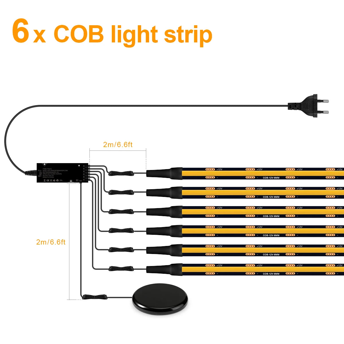 Black PCB COB LED Strip for Wooden Slats - Touch Dimmable Accent Light