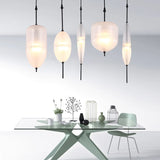 2026 Modern Simple Lake Blue Gradient Glass Pendant Lamp Designer Model Room Bedroom Restaurant Bar LED Chandelier Home Decor Li