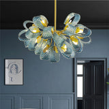 Postmodern Blue Glass LED Pendant Light Chandelier Hallway Bar Bedroom Living Room Restaurant Luxury Home Decor Lighting Fixture