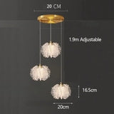 Nordic French Cream-Style Long Line LED Pendant Light - Acrylic Flower Chandelier Lamp for Bedroom Bedside, Dining Room & Living Room