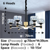 Modern Crystal Glass Ceiling Chandelier LED Pendant Lights Home Decorative for Living Room Bedroom Kitchen Dining Room Indoor