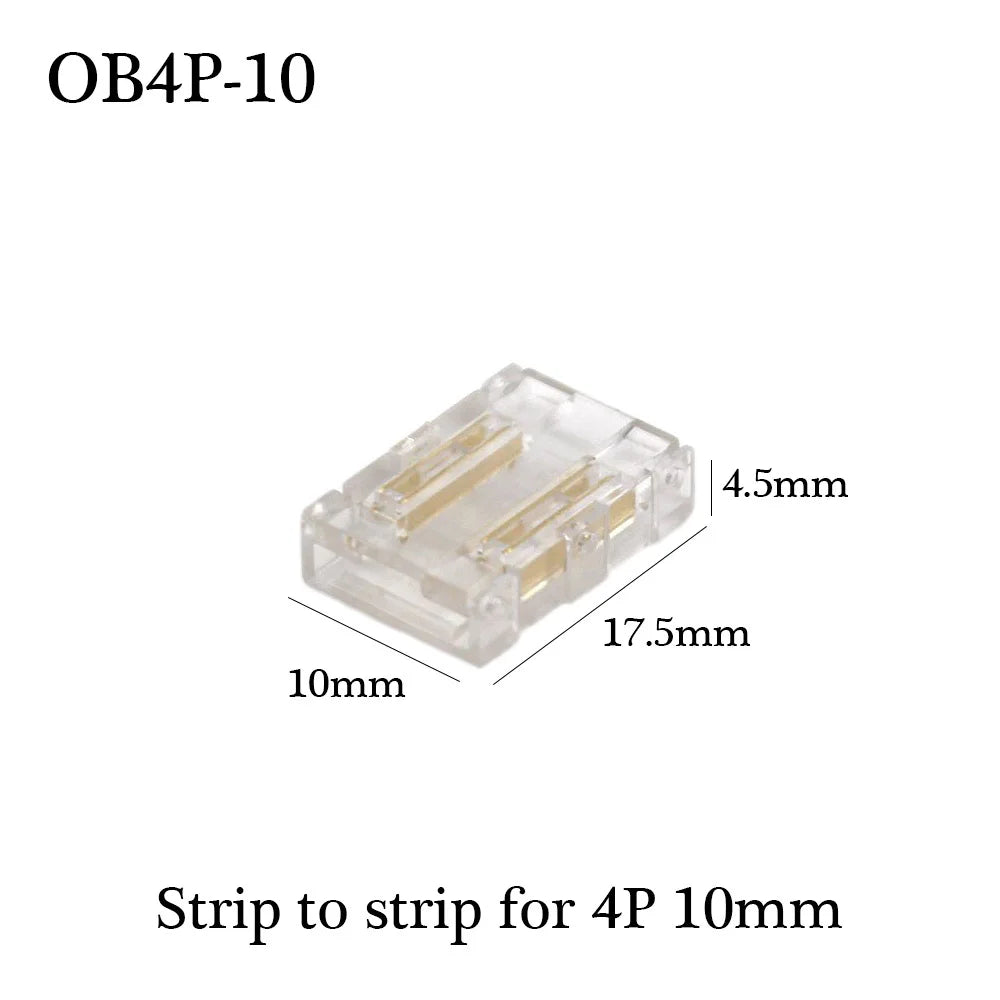 COB LED Wire Connector 5 8 10mm Connection Solderless Mini Buckle FCOB RGB CCT LED Strip Lights 2 3 4 Pin No Dark Area Connector