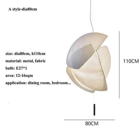 Modern Designer Wabi-Sabi Fabric Led Pendant Light Living Dining Room Led Chandeliers Lighting Home Decors Hanging Lamp Luminaire