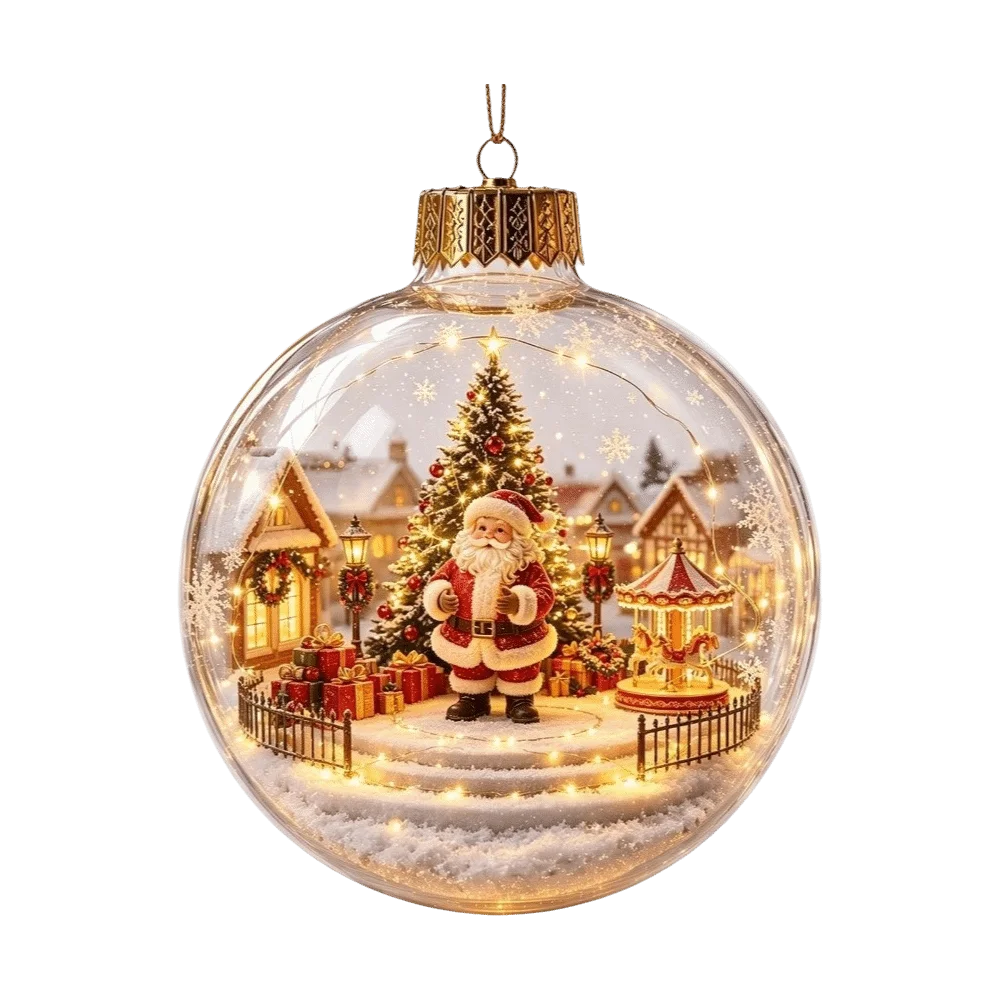 Luminous Transparent Christmas Hanging Ball LED Lights Snowman Christmas Tree Decor Elk Sock Xmas Tree Ornaments Christmas Tree