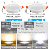 10 Pcs IP65 LED Waterproof Downlight Recessed AC220V 7W 9W 12W 15W DC12V Kitchen Bathroom Toilet Spot Light Ceiling Lamp