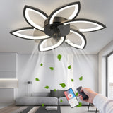 Modern led quiet ceiling fan with light with remote control/app timer creative 6 lights design fan with lamp,
