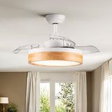 36 Inch Intergrate LED Ceiling Fan remote with Lighting with Round Solid Wood Shade Frame fan