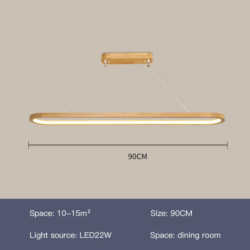 Wood/LED Pendant Lamp For Dining Room Minimal Home Decor Long Table Ring Kitchen Modern Hanging Chandelier Indoor Light Fixture
