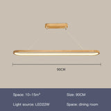 Wood/LED Pendant Lamp For Dining Room Minimal Home Decor Long Table Ring Kitchen Modern Hanging Chandelier Indoor Light Fixture