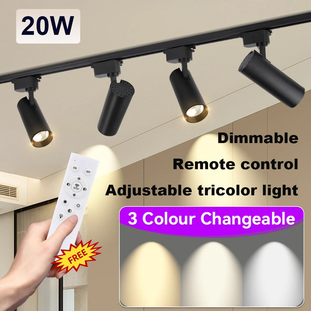 Remote Control Set LED Track Light Dimmable Ceiling Spotlight Rail Light Led Track Rail Spotlight Clothing Store Ceiling Lights