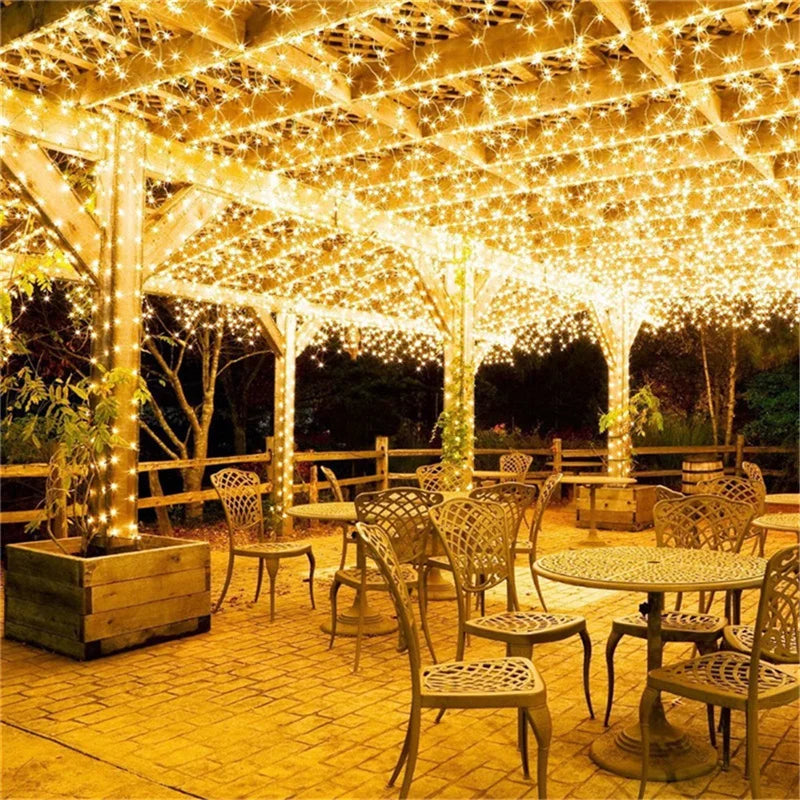 Outdoor LED String Lights Garland 10M Waterproof Fairy Light Festoon Lamp Wedding Party Holiday Gardening Decoration Light