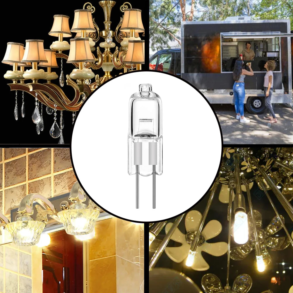 10-Pack G4 Halogen Bulbs - 12V JC Bi-Pin Capsule Lights (5W to 50W)