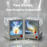 Aurora Box Projector Night Light Bluetooth Ambient Light With White Noise Stepless Dimming Beside Lamp For Bedroom Decor