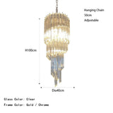 Modern Luxury Pink Crystal Glass LED Pendant Light Nordic Ceiling Home Decoration Lobby Living Room Staircase Ceiling Lamp