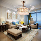 42 Inch Modern Ceiling Fan with LED Light and Remote Control Quite Motor 3 Colors 3 Speeds Fan Chandelier for Living Room