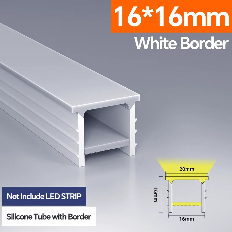 Light Strip Silicone Tube LED Diffuser Flexible Black and White Lampshade with Edge Contour Light Mask Plate Cover