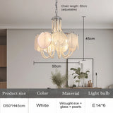 French Flower Glass Pendant Light Creamy Pearl Romantic Master Bedroom Lighting High-end Restaurant Lights