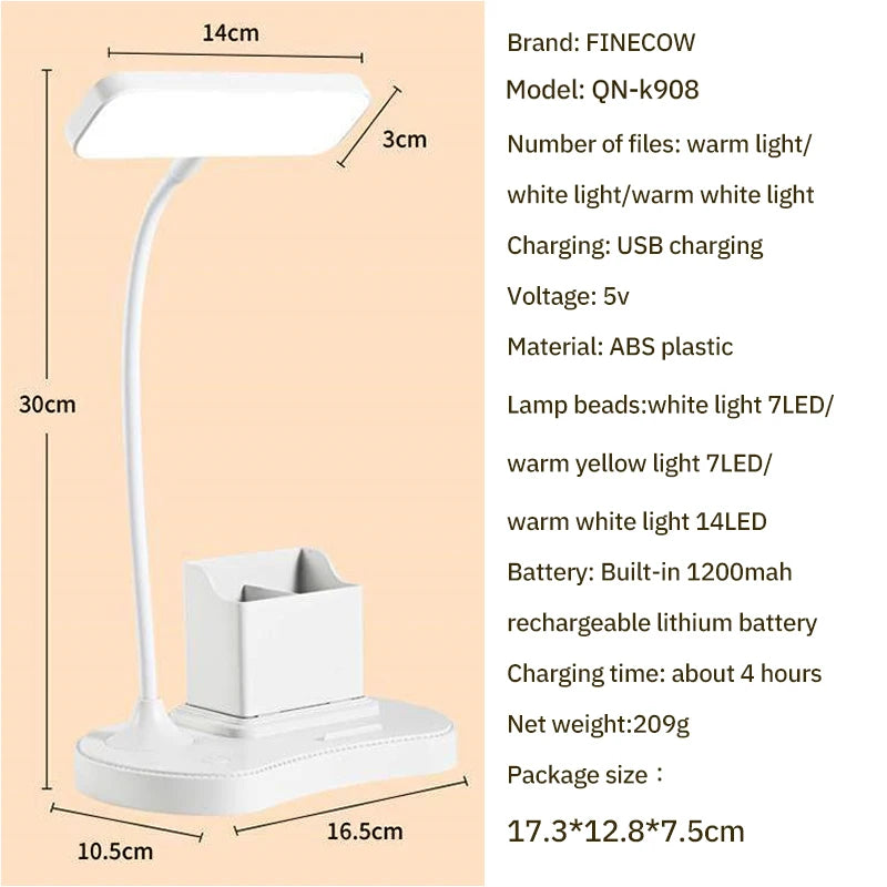 Touch Dimming Lamp Foldable LED eye protection lamp Pen Holder Reading lamp