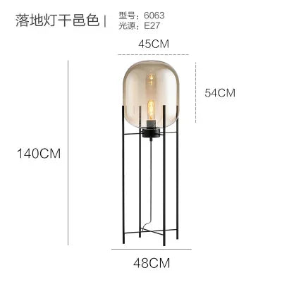 Nordic Glass Globe Floor Lamp - Modern Iron Standing Light for Living Room