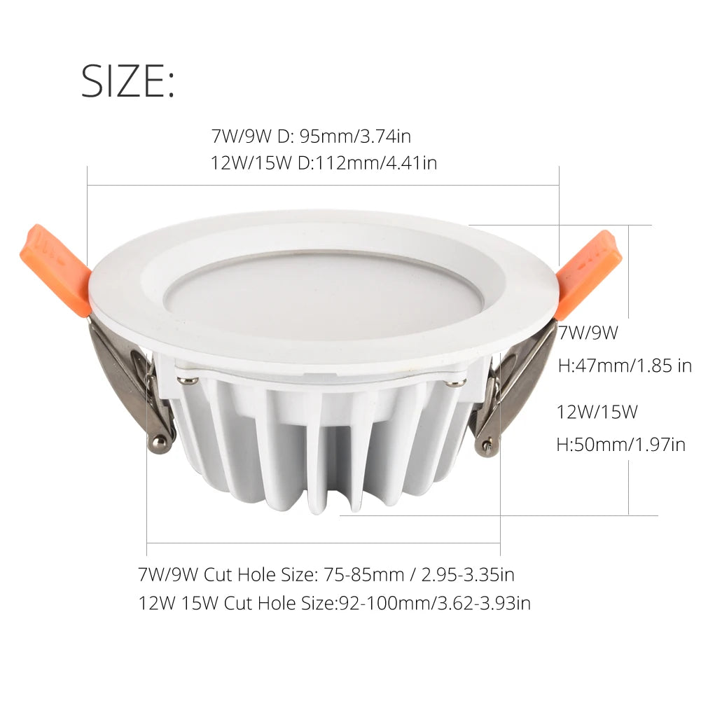 Spot LED IP65 Waterproof Fire-proof Downlight Lamp 5W 7W 9W 12W 15W Ceiling Light