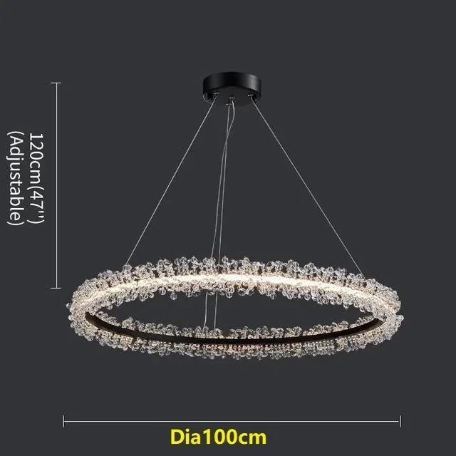 French Light Luxury Lamps Modern Minimalist Living Room Diningroom Bedroom Lighting Internet Celebrity Ring  Crystal Pendant