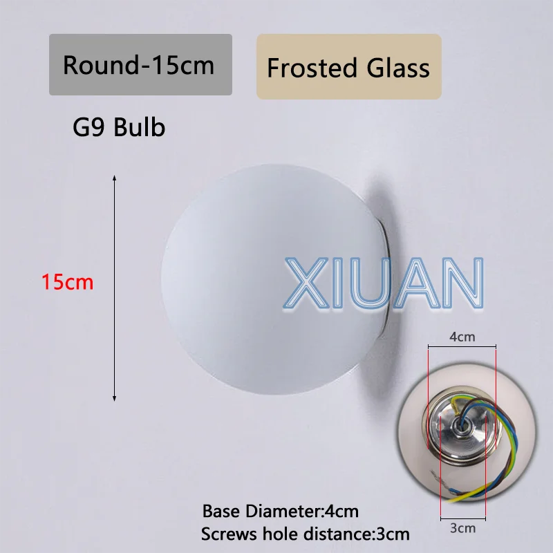 New Concealed Base Glass Wall Lamps French Bauhaus Milky White Round Ball Wall Light for Bedside Living Room Bathroom Mirror Dec