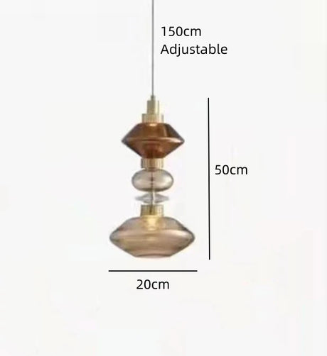 New LED Chandelier Clear Amber Glass Free Collocation Hall Parlor Restaurant Bedside Lighting Fixtures Wire 200cm Adjustable