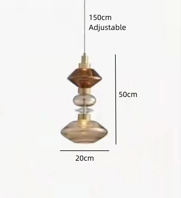 New LED Chandelier Clear Amber Glass Free Collocation Hall Parlor Restaurant Bedside Lighting Fixtures Wire 200cm Adjustable