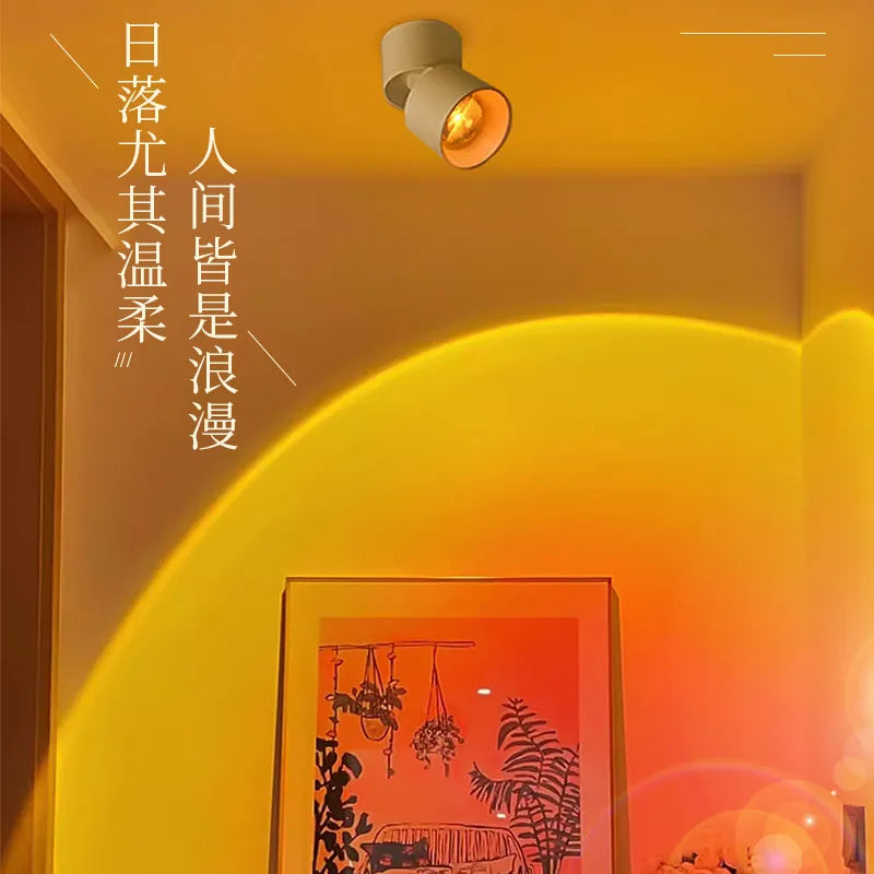 Led downlight AC 110V-220V COB Sunset Spotlight Surface recessed Ceiling Lamp for Home Decors Living Room Hallway