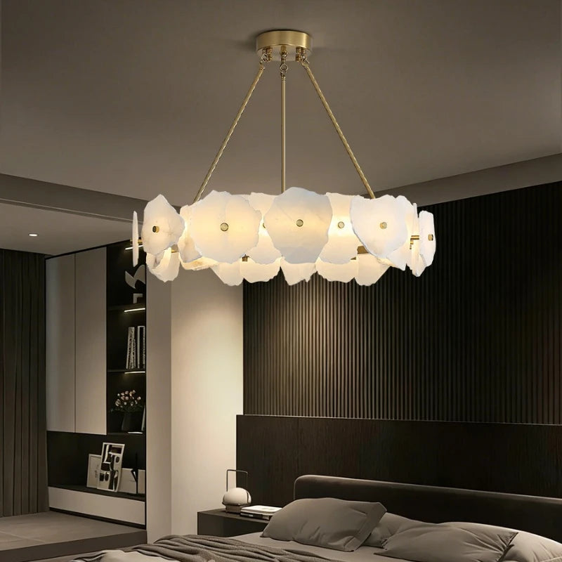 Modern Natural Marble LED Pendant Light - Luxury Stone Ceiling Chandelier Lamp Fixture for Dining Table, Living Room & Bathroom
