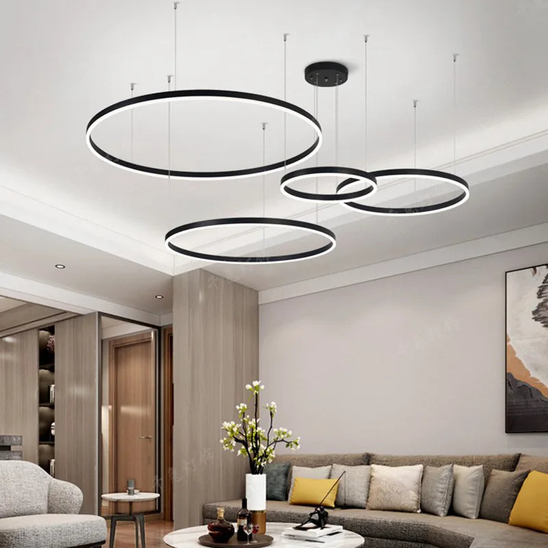 Modern living room LED circular ceiling pendant light indoor lighting study bedroom light circular hanging light home decoration