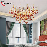 Pink Crystal Chandelier Creative Waterdrop Luxury Living Room Lights Modern Home Indoor Decor Bedroom Dining Room Pendant Lamps