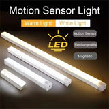 PIR Motion Sensor LED Under Cabinet Lamp Dimmable Rechargeable Night Light Stairs Closet Room Aisle Tube Bar Detector Bulb