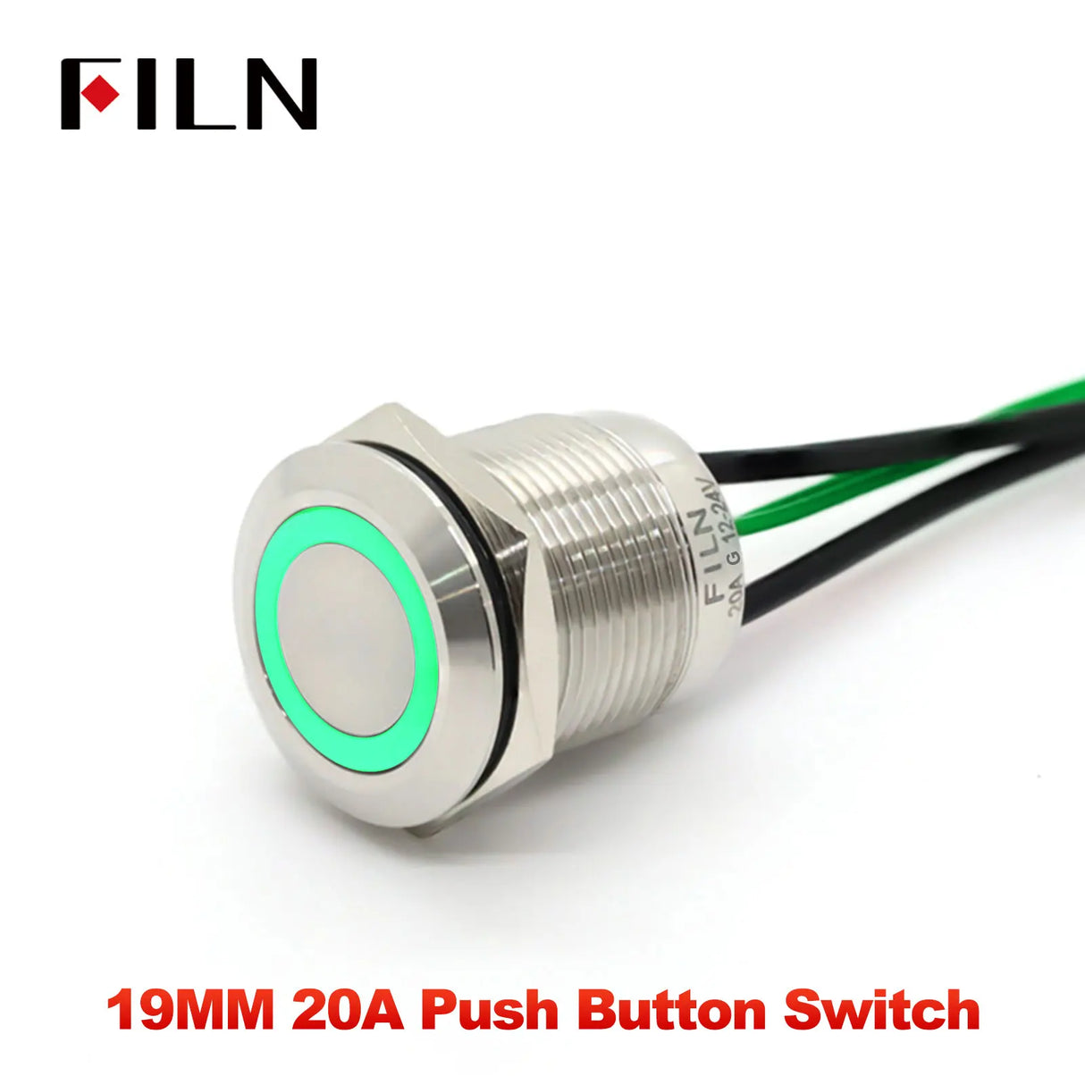19mm 20A Push Button Switch - IP66 Waterproof Metal LED Light