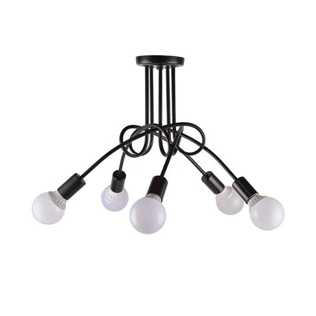 American Retro Ceiling Light Wrought Iron LED E27 Chandelier Black and White Lamp Living Room Decoration Home Lighting Fixture