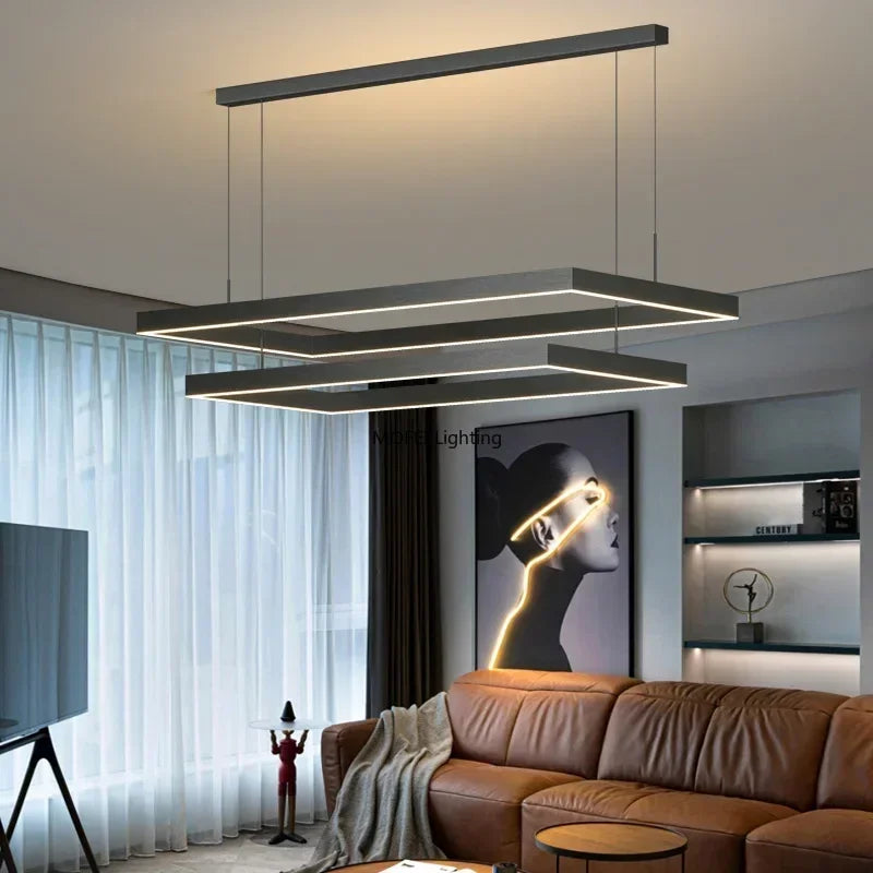 Nordic Square LED Chandelier - Modern Dimmable Luxury Pendant Light
